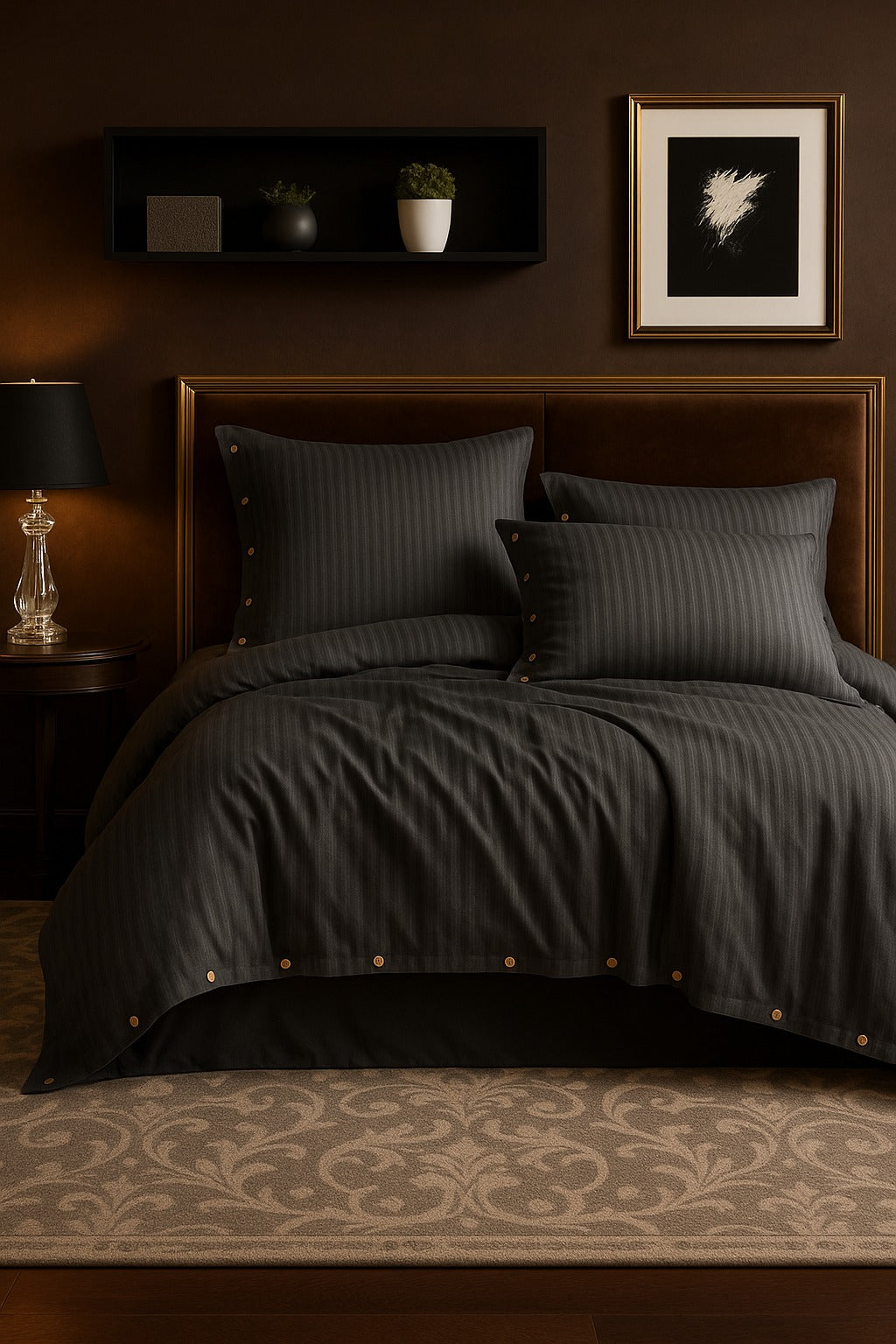 Como Nero – Luxury Sateen Duvet Cover Set with Button Details | Mila Home