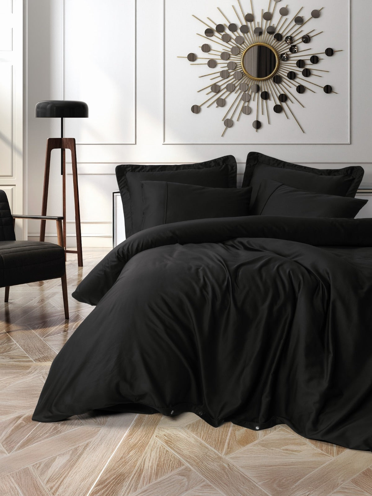 Timeless Collection Duvet Cover Set – Silk Black | OEKO-TEX® Certified | 100% Cotton Ranforce – 144 TC