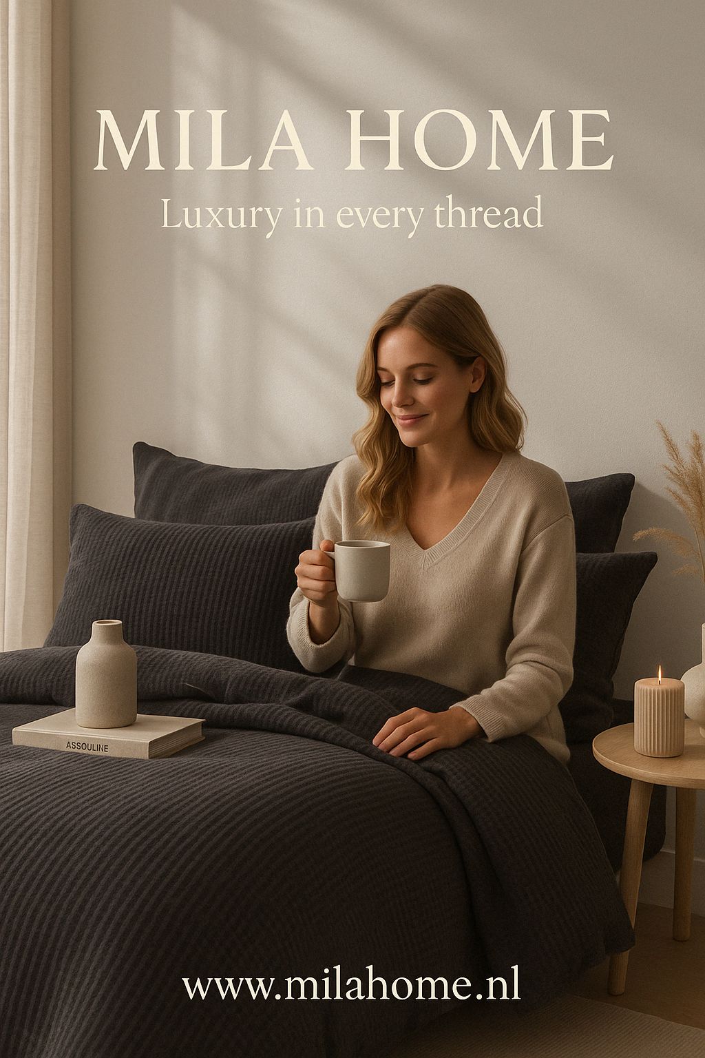 Luxury Waffle Textured Bedspread – 100% Cotton, Serene Hues | Mila Home