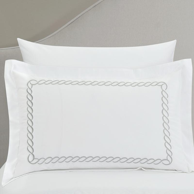 Hotel Collection – Eden Edition | Luxury White Bedding Set with Rope Embroidery – 300 Thread Count Premium Cotton – 6-Piece Timeless Duvet Cover Set