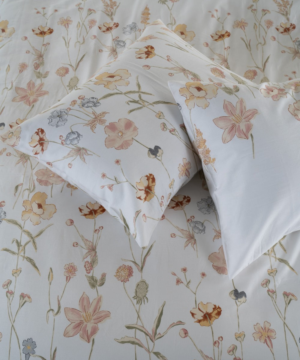 Ivory Garden Floral 210 TC Sateen Duvet Cover Set | OEKO-TEX® Certified