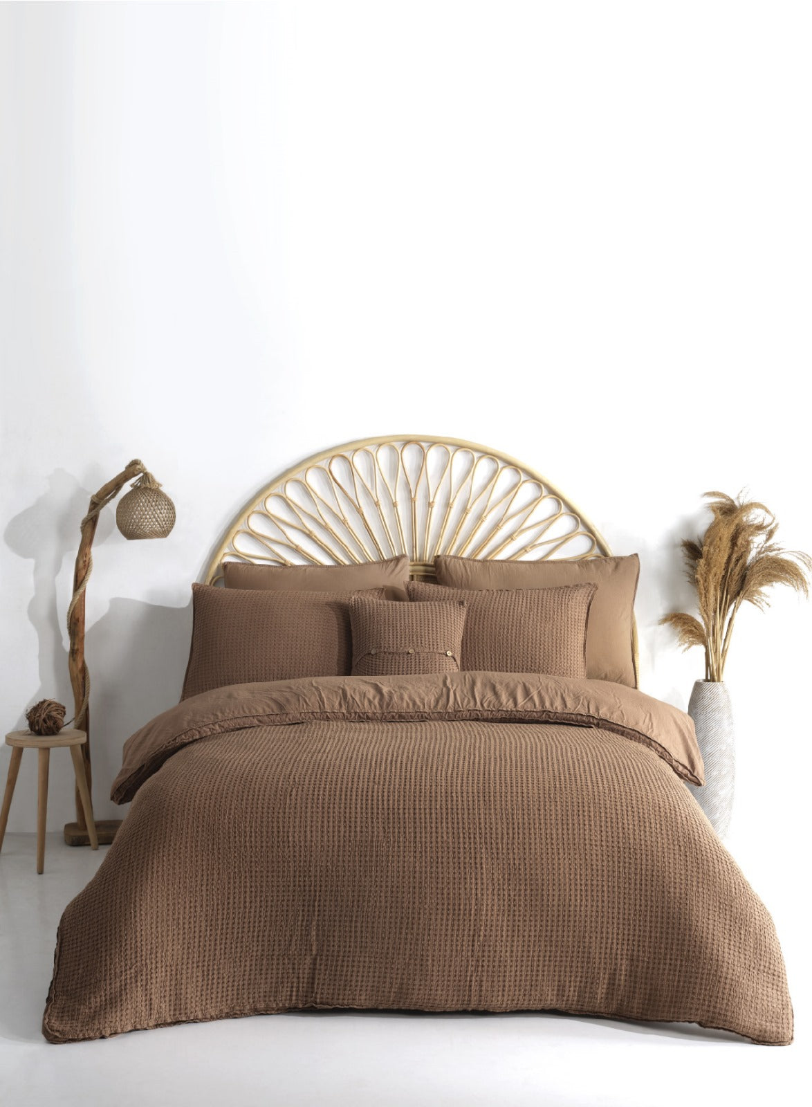 Luxury Waffle Terra Textured Bedspread – 100% Cotton, Serene Hues | Mila Home