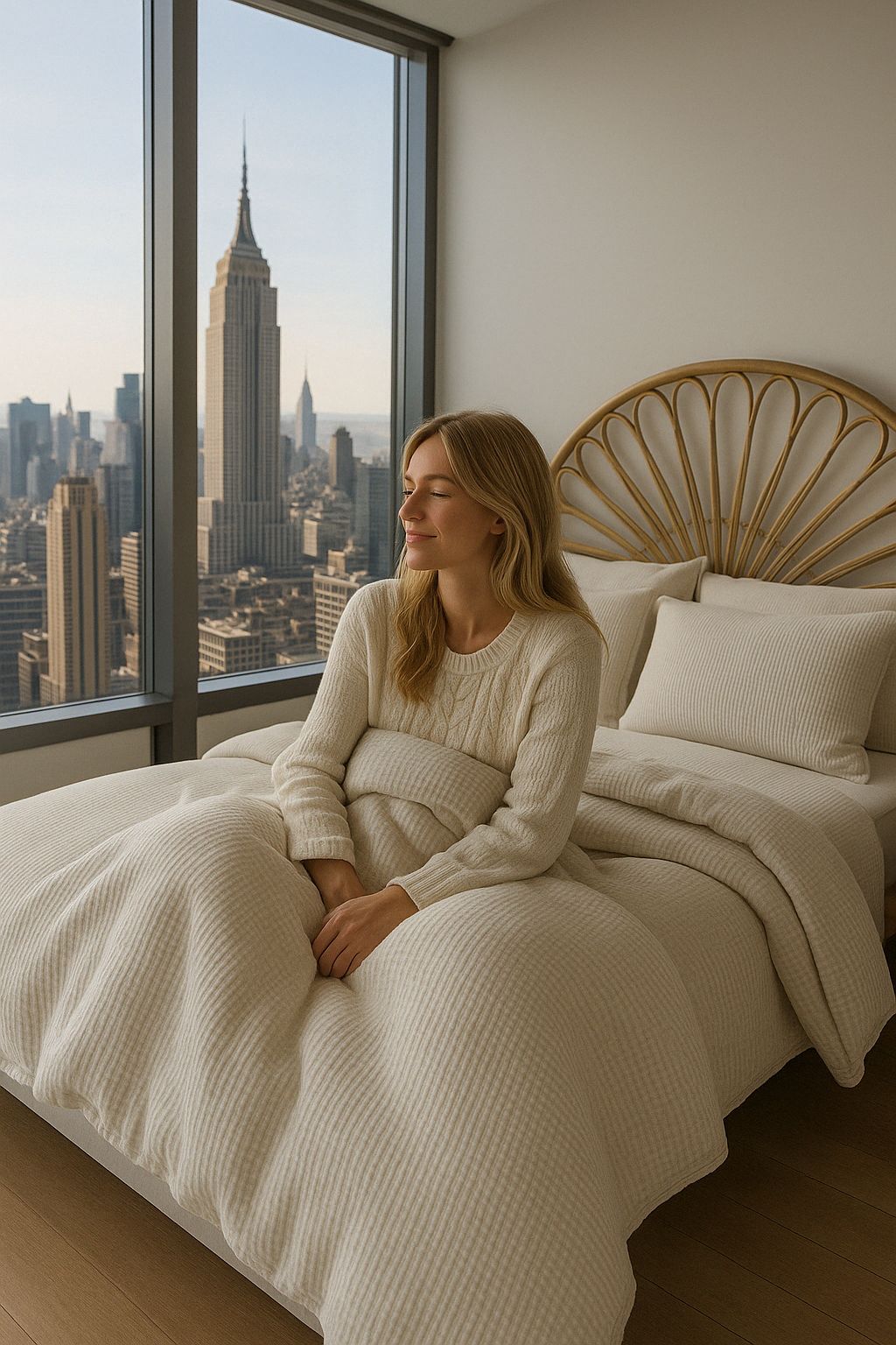 Luxury Waffle Bianco Textured Bedspread – 100% Cotton, Serene Hues | Mila Home