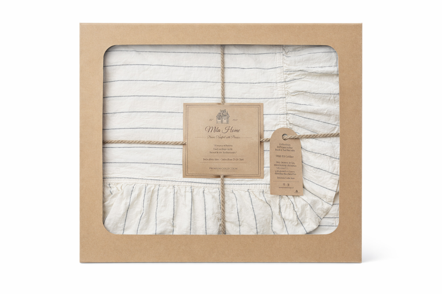 Soft Garment Washed Collection – Ruffle Cotton Bedding Set with Striped Texture Amalia | Mila Home