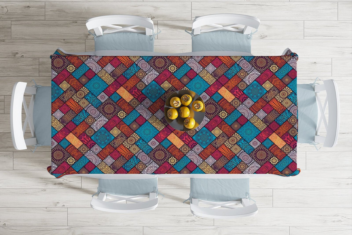 Mandala Tablecloth Bohemian Boho Retro Rectangle Table Cover 55x70 in (140x180 cm) Decorative Table Cloth Indoor/Outdoor Kitchen Livingroom