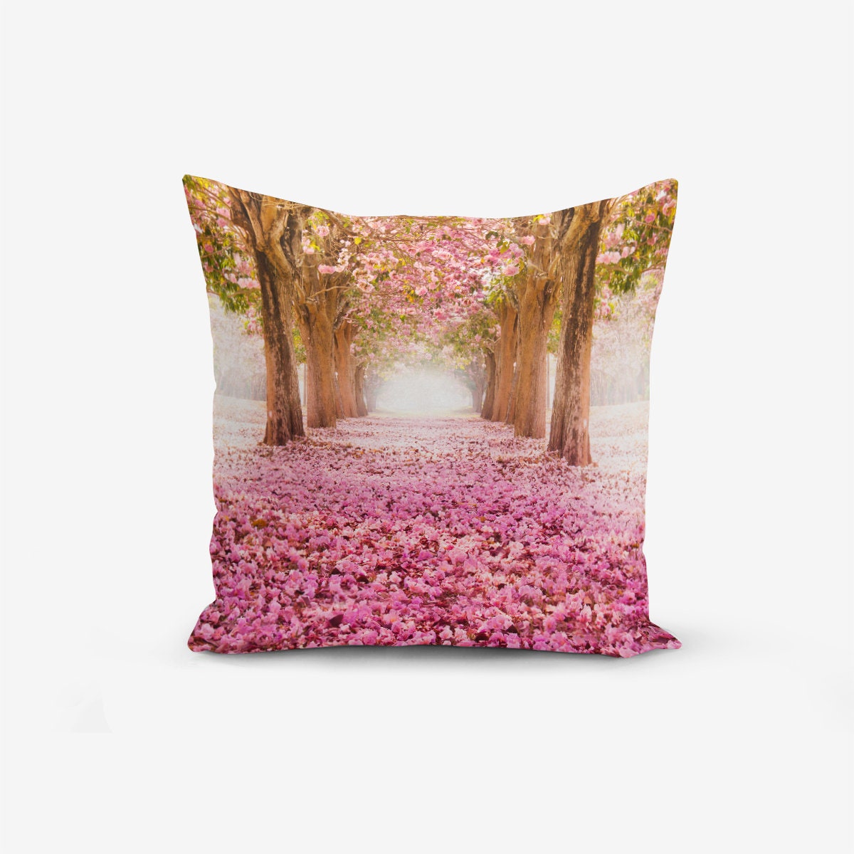 Pink Flowers Set of 3 Pillow Cases, First Quality Fabric Throw Pillow Covers Indoor, Outdoor, Sofa, Living Room, Bedroom,nGarden 45x45cm