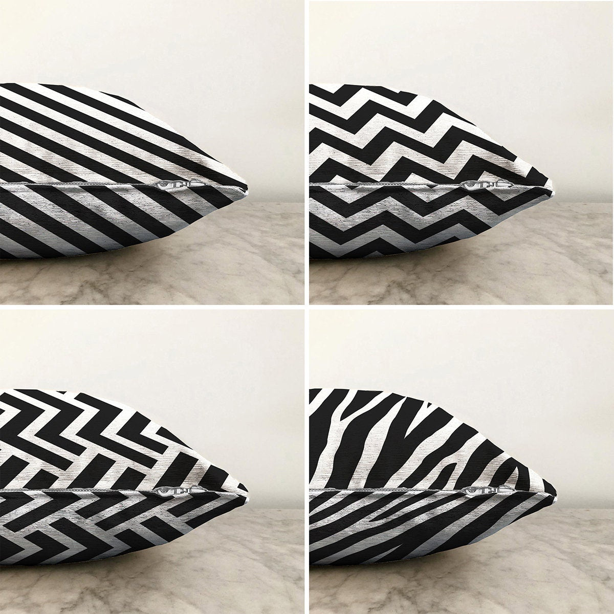 Chenille Throw Pillow Covers Geometric Throw Pillowcase Double Side Cushion Cover Pillow Cases Black White Pillow Covers 22x22 inch 4 Pieces