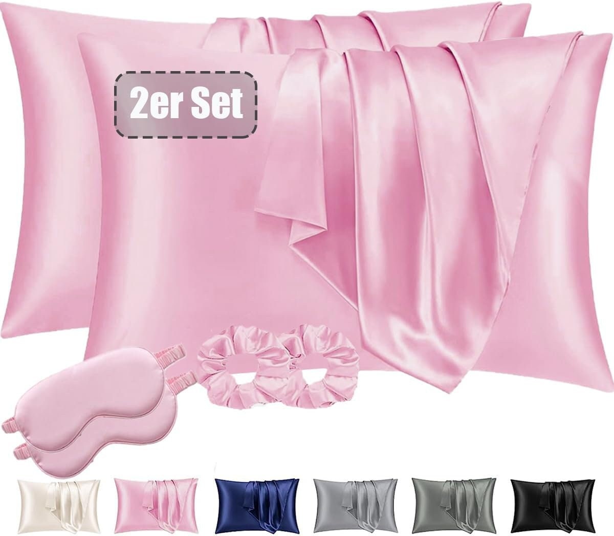 Luxury Satin Silky Soft Pillowcase No Bed Hair Face Wrinkles Anti Ageing No Fuzz Conserves Night Products Eye Mask 2 x eye masks&hairbands