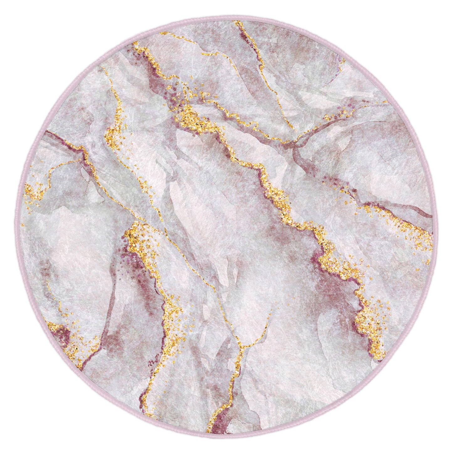 Round Gray Gold Rug, Minimal Marble Design, Non-Slip Base, Modern Pattern, Living Room, Bedroom Decor, Abstract Rug, Carpet for Home Garden