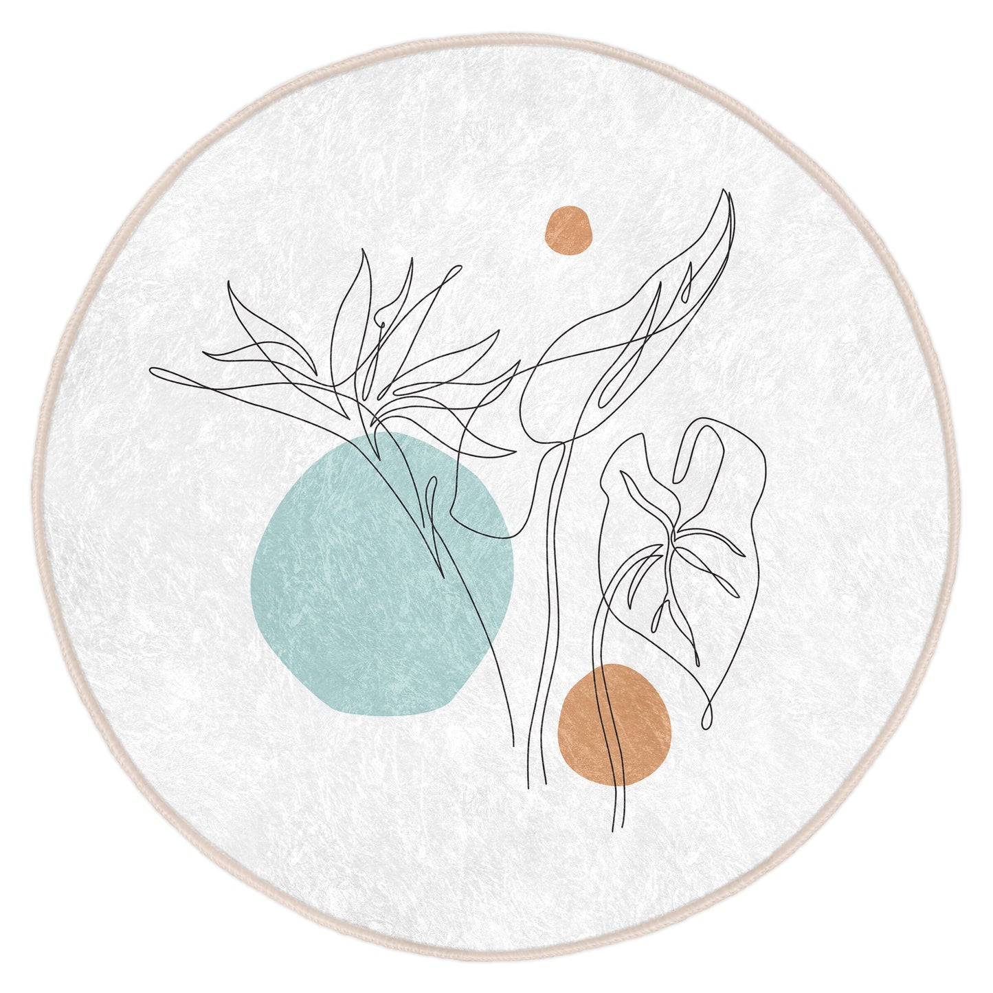 Round Pastel Drawing Rug, Minimal Abstract Design, Non-Slip Base, Drawing Pattern - Living Room, Bedroom Draw Art, Rug, Carpet for Home