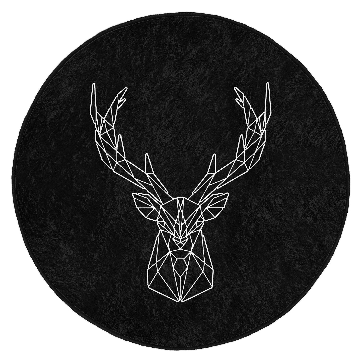 Round Black White Rug, Minimal Diamond Design, Non-Slip Base, Deer Pattern, Living Room, Bedroom Decor, Abstract Rug, Carpet for Home Garden