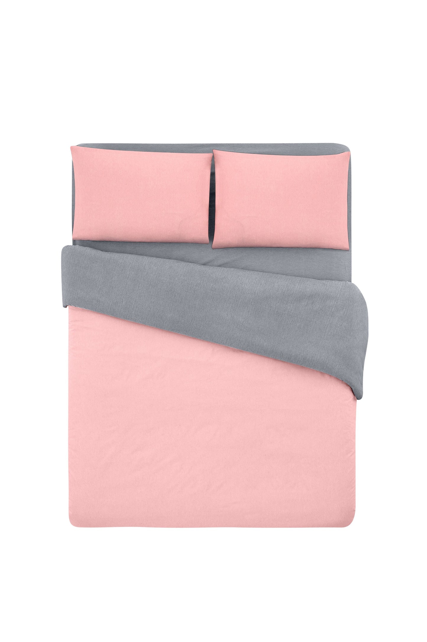 Salmon and Gray Modern Minimalist Bedding Set with Fitted Sheet - Sleek Bedroom Decor, Soft Fabric, Stylish Design Cotton Bedlinen Set