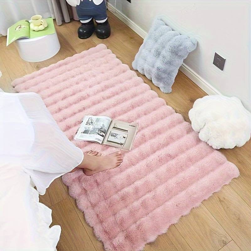 Sugar Pink Luxury Plush Soft Area Rug - Bubble Rug Fleece - Elegant Faux Rabbit Fur, Softest Carpet for All Rooms | Washable Best Seller