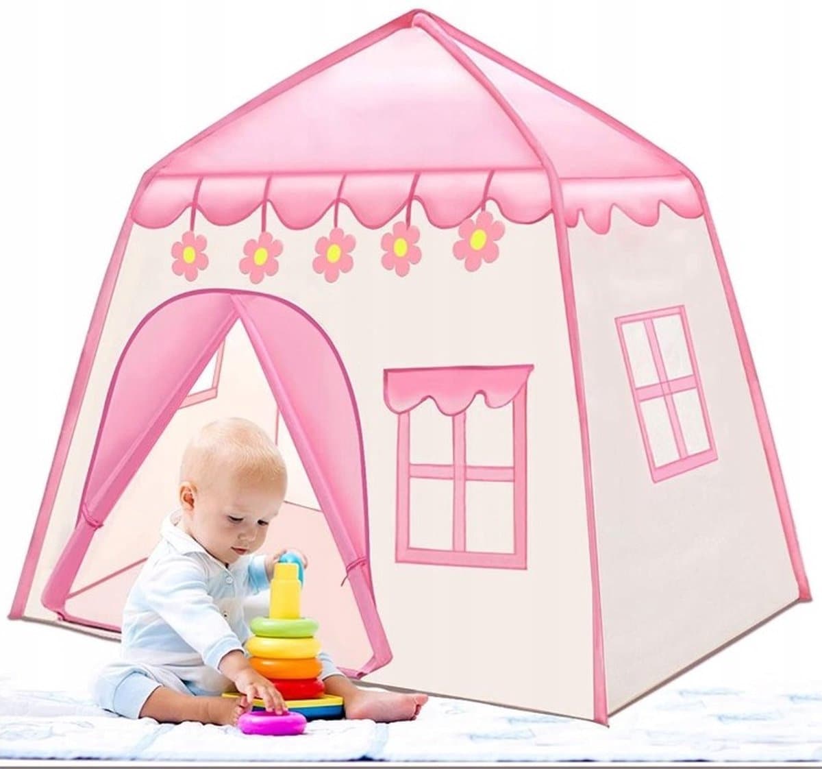Montessori Tent for kids, Scandi Natural Teepee, Play House Teepee, Playhouse Kids Tent, Scandi Nordic playhouse,with Led Lighting Pink Tent