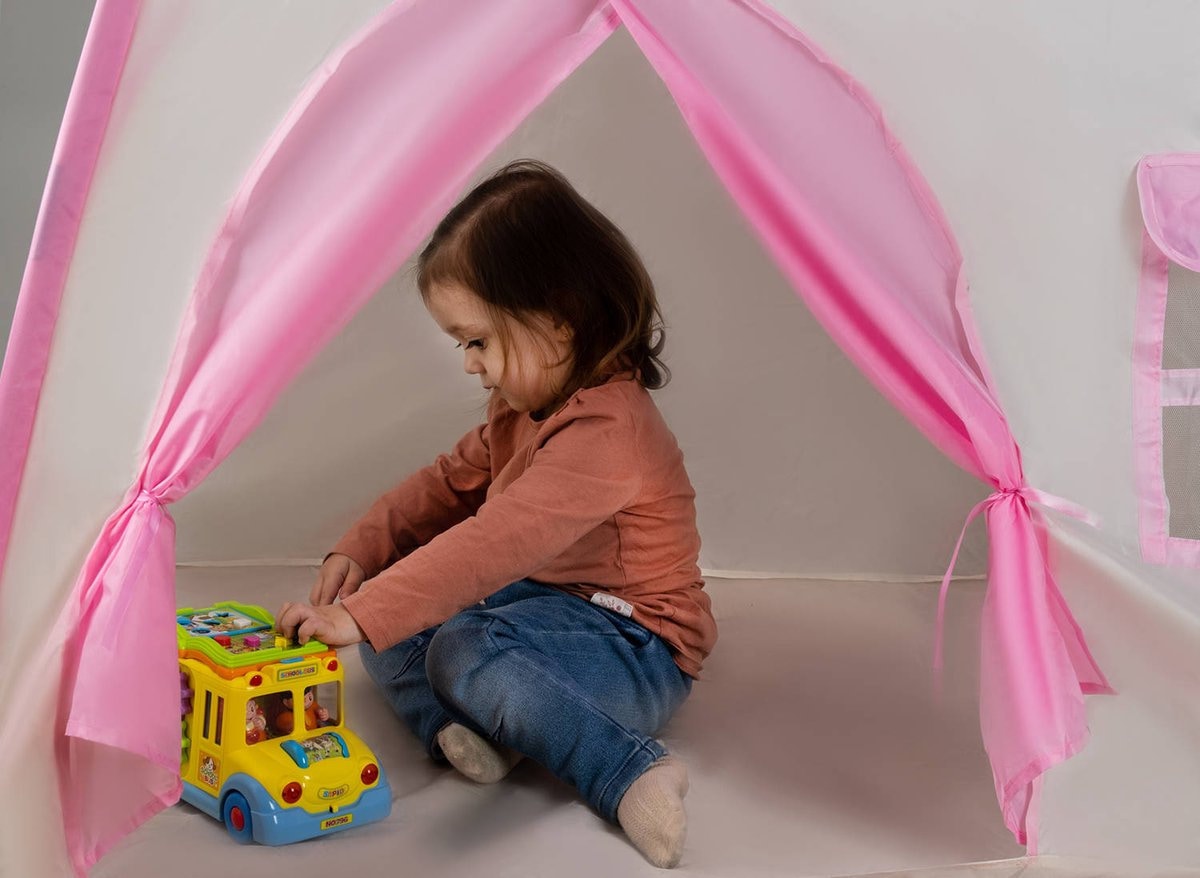 Montessori Tent for kids, Scandi Natural Teepee, Play House Teepee, Playhouse Kids Tent, Scandi Nordic playhouse,with Led Lighting Pink Tent