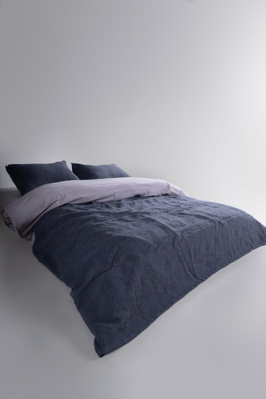 Midnight Woven Set – Deep Indigo Jacquard Bedspread & Pillowcases