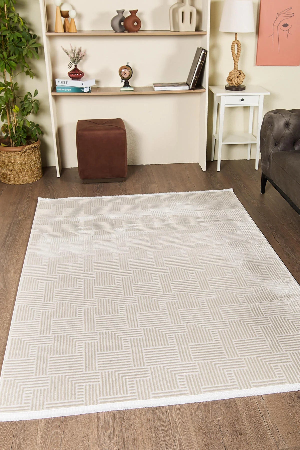Modern Cream Bamboo Soft Area Rug – 13mm High Density Comfort– Pinterest Inspired Area Rug