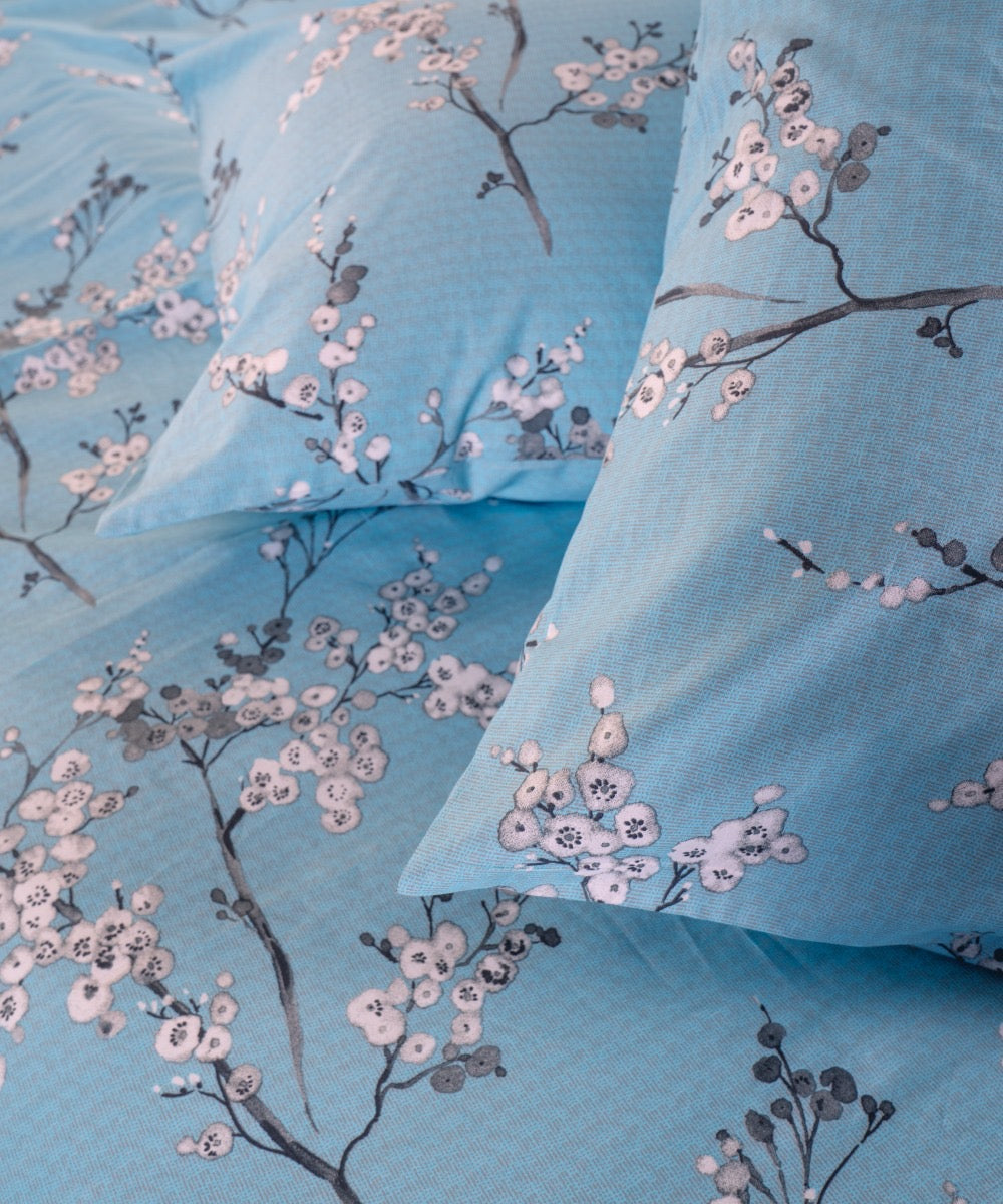 Blue & White Floral Bedding Set in 100% Cotton – OEKO-TEX® Certified Botanical Print for Quiet, Timeless Interiors | The Floral Edition by Mila Home