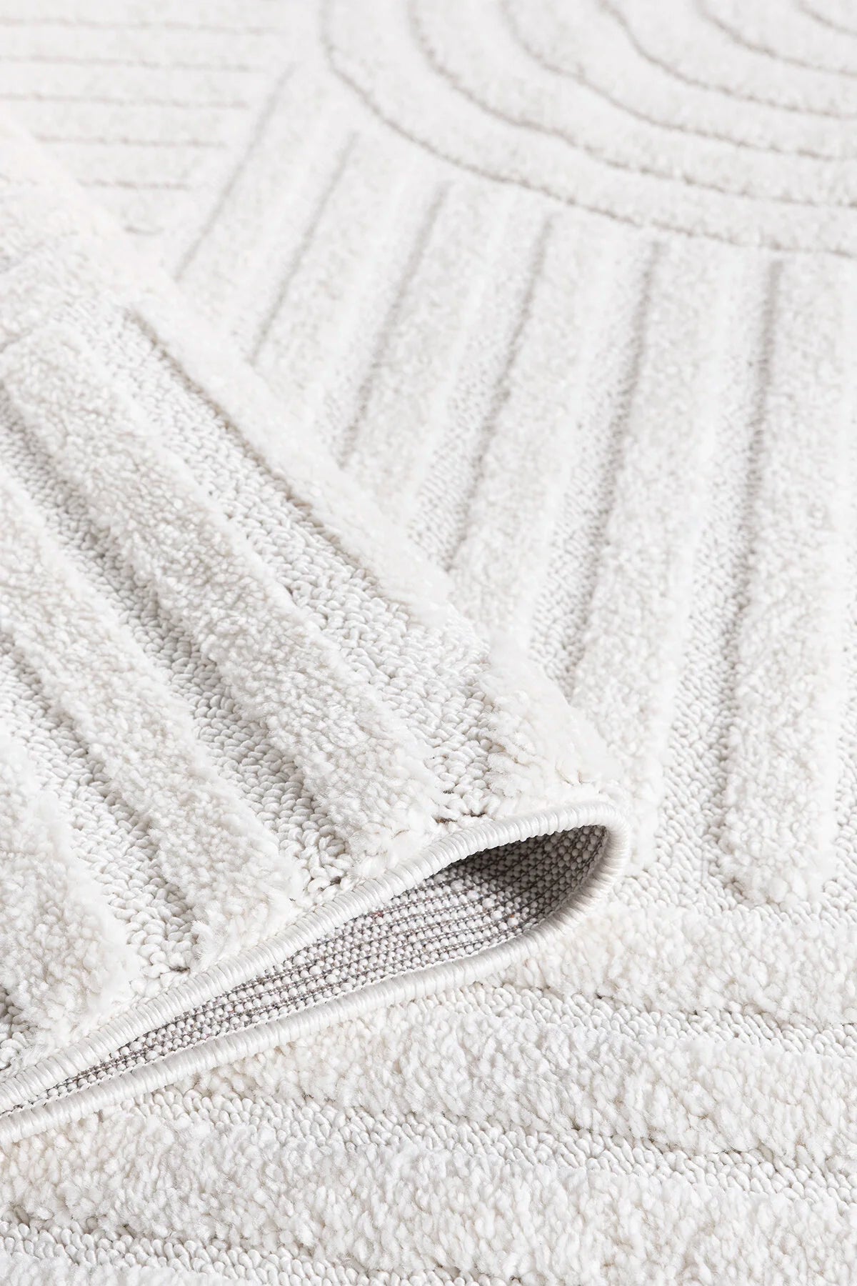 Aesthetic Neutral Sculpted Rug 17mm – Pinterest Inspired - Semi Circle, Modern Textured Area Rug