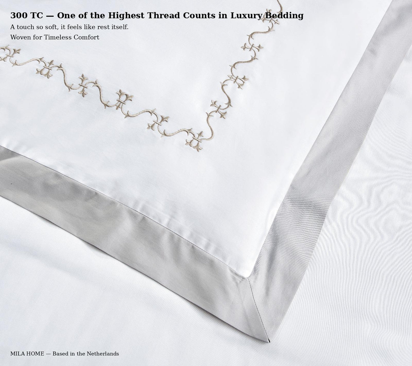Hotel Collection – Timeless Diana Edition | Luxury Soft White Bedding Set with Double-Line Embroidery – 300 Thread Count Premium Cotton – 6-Piece Duvet Cover Set (Copy)