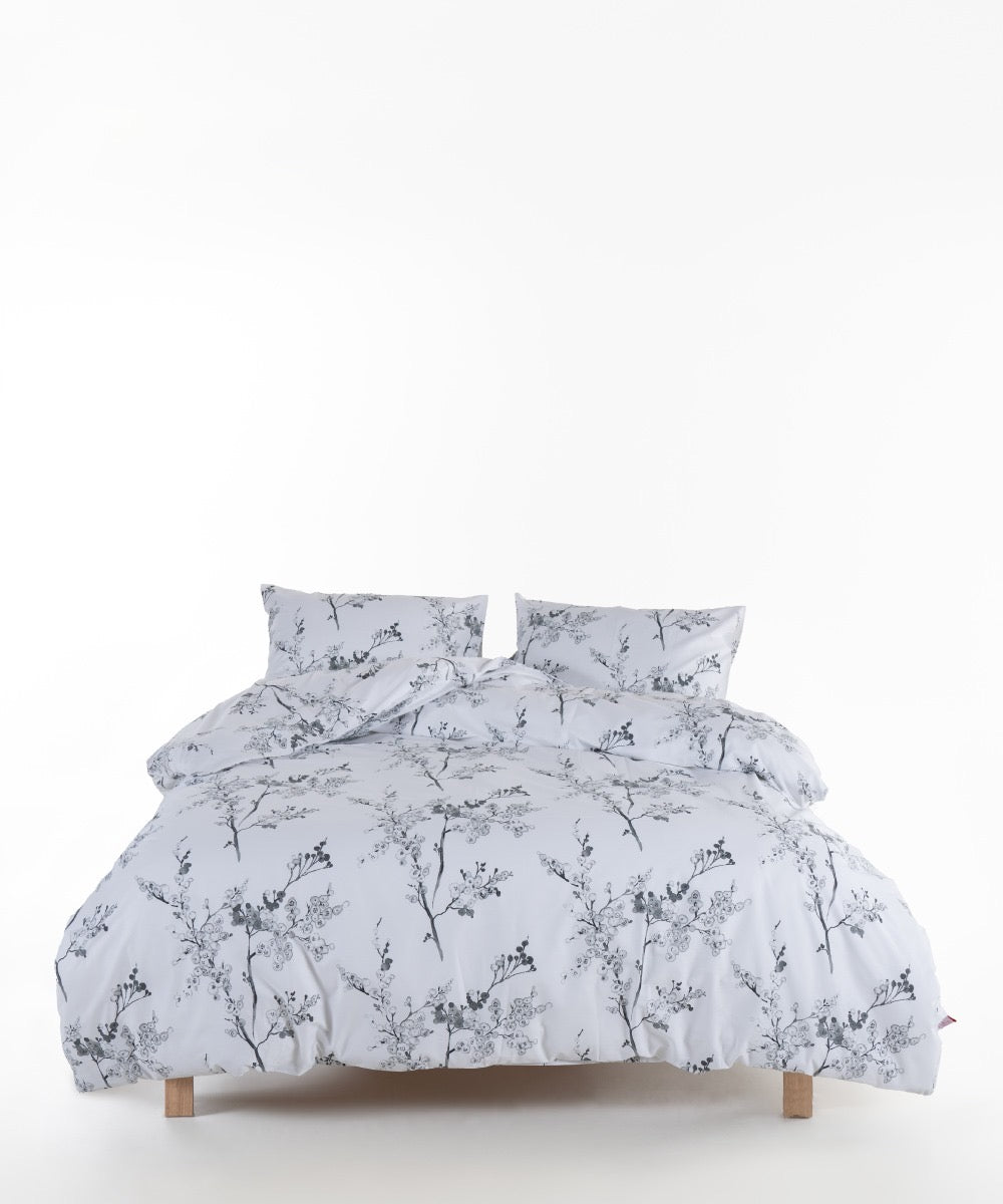 Black & White Floral Bedding Set in 100% Cotton – OEKO-TEX® Certified Botanical Print for Quiet, Timeless Interiors | The Floral Edition by Mila Home