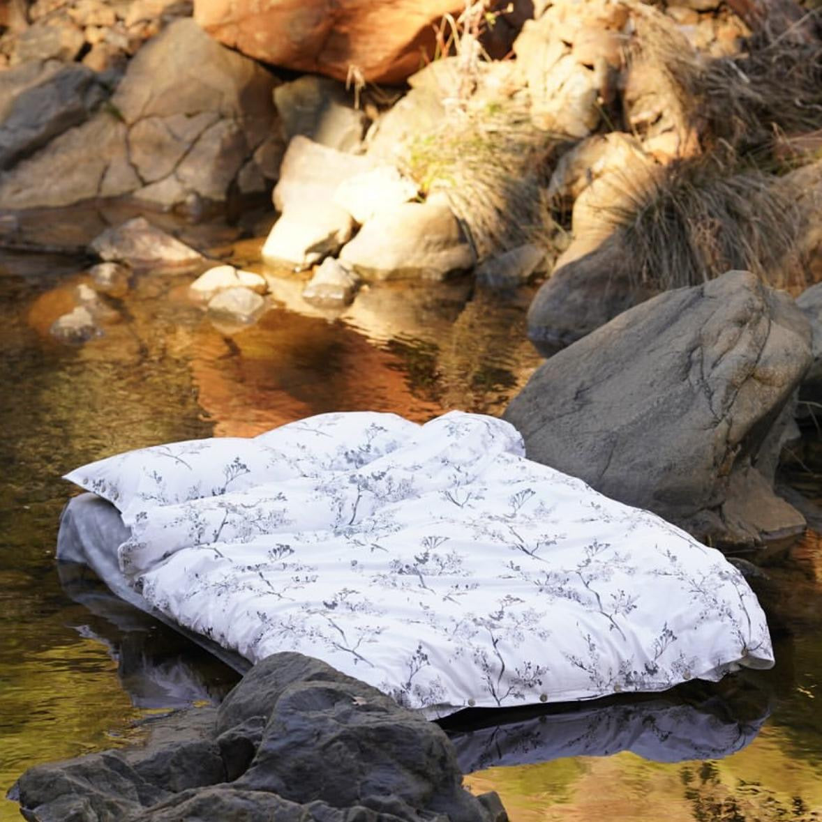 Black & White Floral Bedding Set in 100% Cotton – OEKO-TEX® Certified Botanical Print for Quiet, Timeless Interiors | The Floral Edition by Mila Home