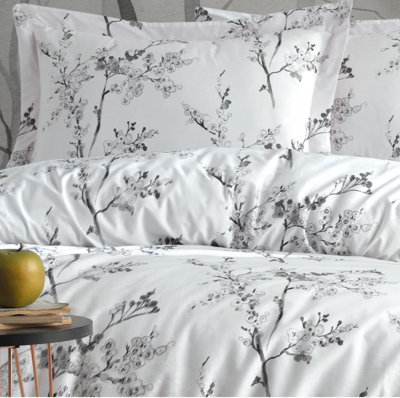 Black & White Floral Bedding Set in 100% Cotton – OEKO-TEX® Certified Botanical Print for Quiet, Timeless Interiors | The Floral Edition by Mila Home