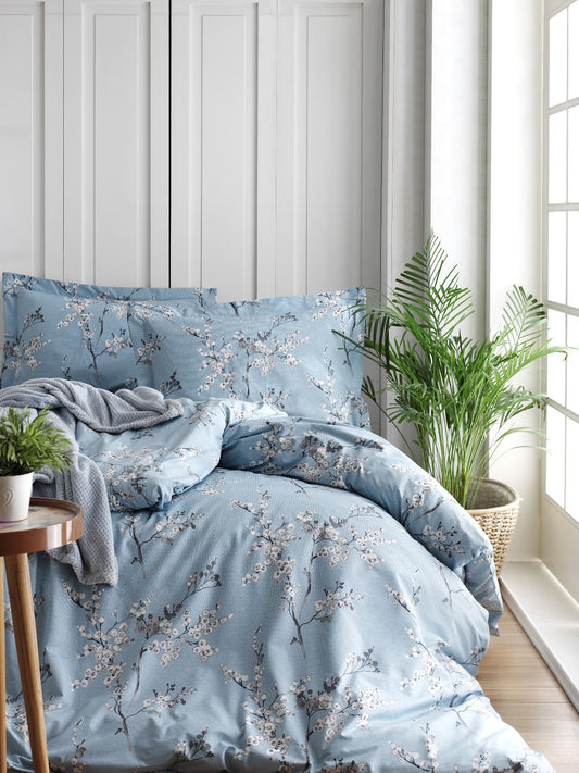 Blue & White Floral Bedding Set in 100% Cotton – OEKO-TEX® Certified Botanical Print for Quiet, Timeless Interiors | The Floral Edition by Mila Home