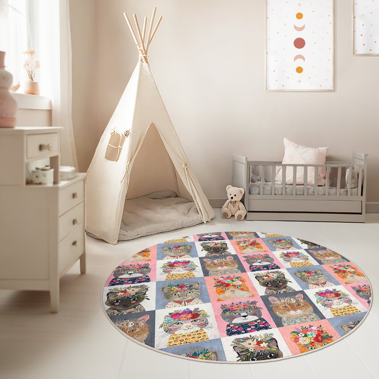 Soft Safe Child Rugs with Anti-Slip Backing – OEKO-TEX Certified Nursery and Children Room Rug with Pets Design