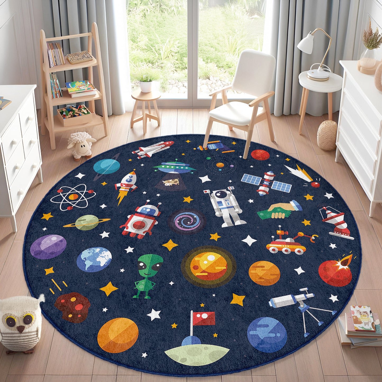 Soft Safe Child Rugs with Anti-Slip Backing – OEKO-TEX Certified Nursery and Children Room Rug with Galaxy Design