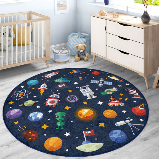 Soft Safe Child Rugs with Anti-Slip Backing – OEKO-TEX Certified Nursery and Children Room Rug with Galaxy Design