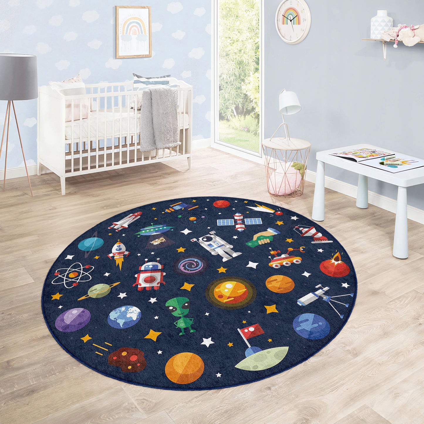 Soft Safe Child Rugs with Anti-Slip Backing – OEKO-TEX Certified Nursery and Children Room Rug with Galaxy Design
