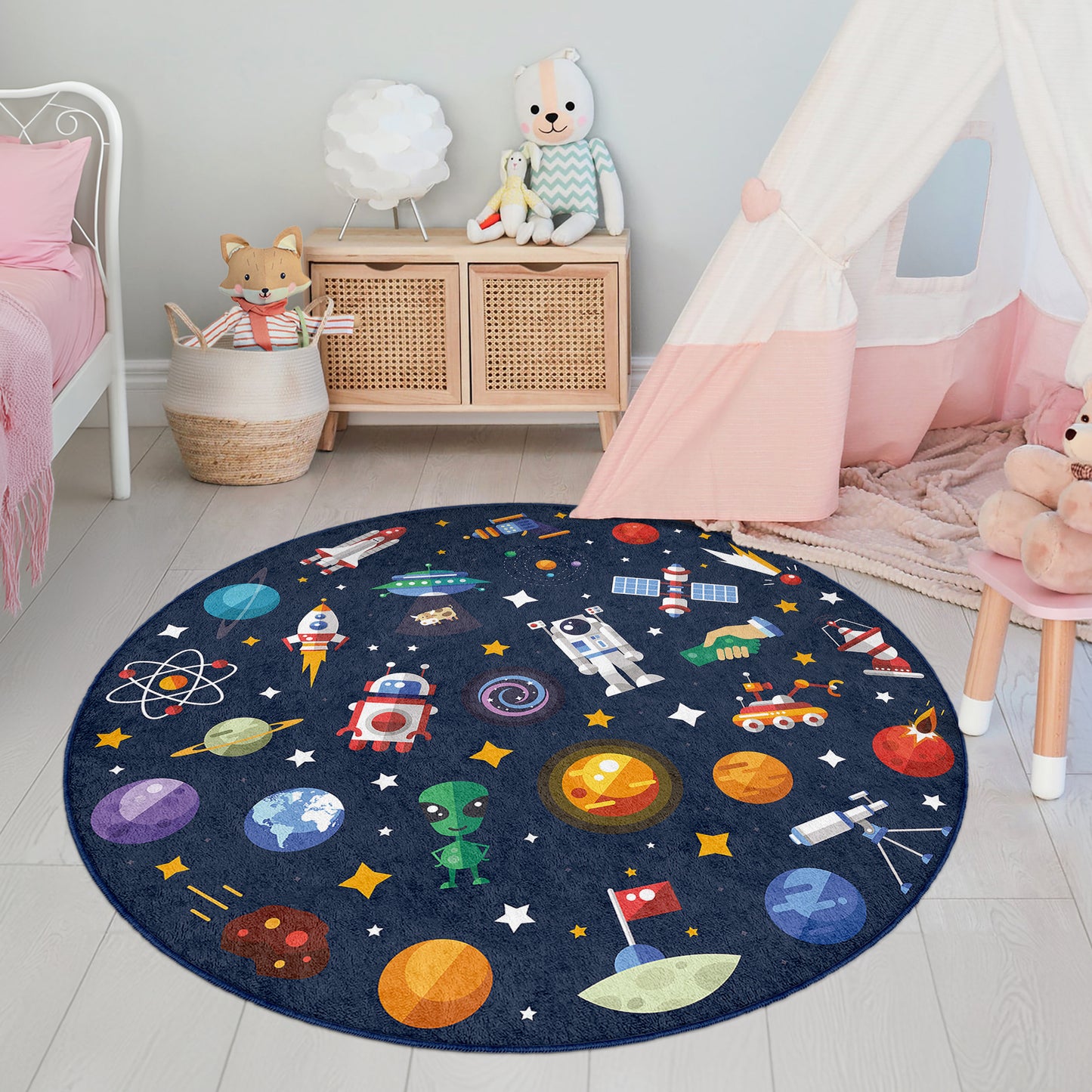 Soft Safe Child Rugs with Anti-Slip Backing – OEKO-TEX Certified Nursery and Children Room Rug with Galaxy Design
