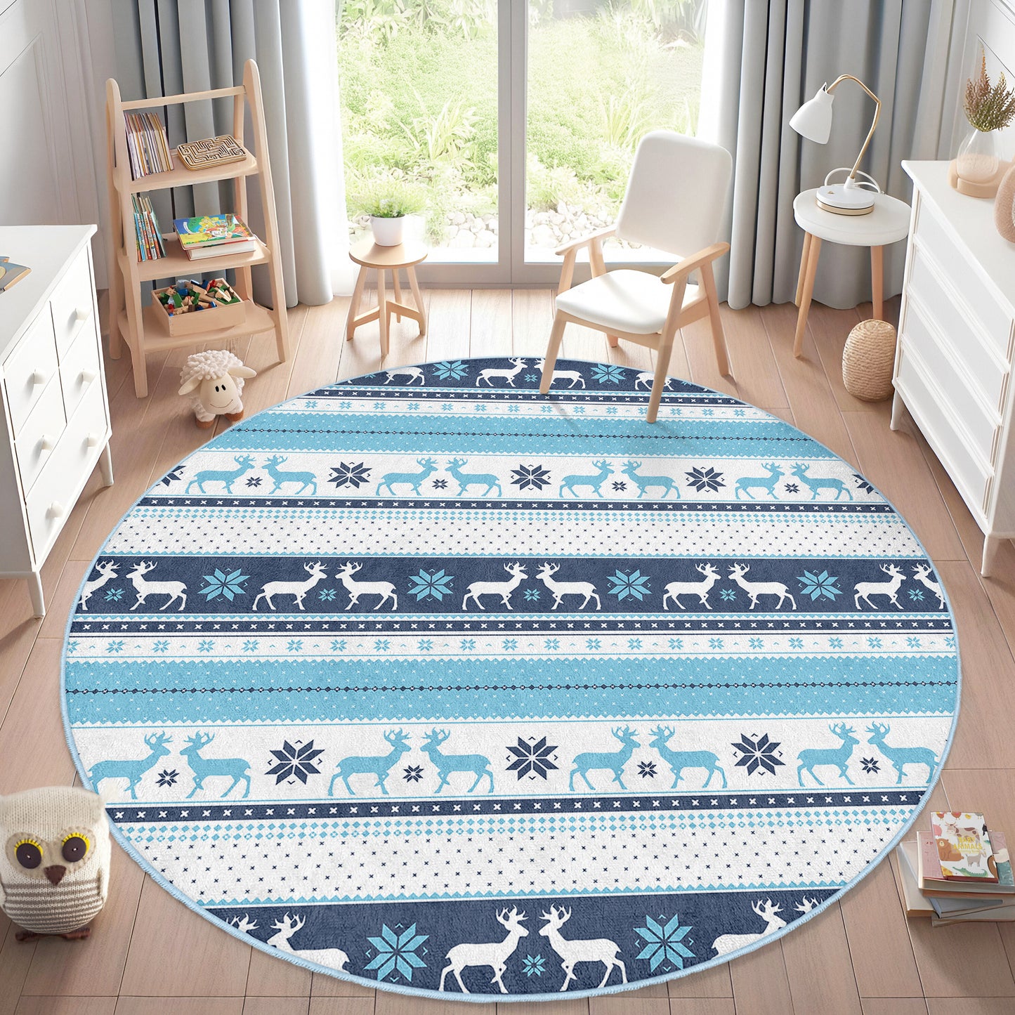 Deer Design Washable Anti-Slip Kids Rug Multifunction as Non Slip Play Mat - Perfect for Bedrooms, Playrooms & Nurseries - Durable, Safe, & Easy to Clean for Boys & Girls
