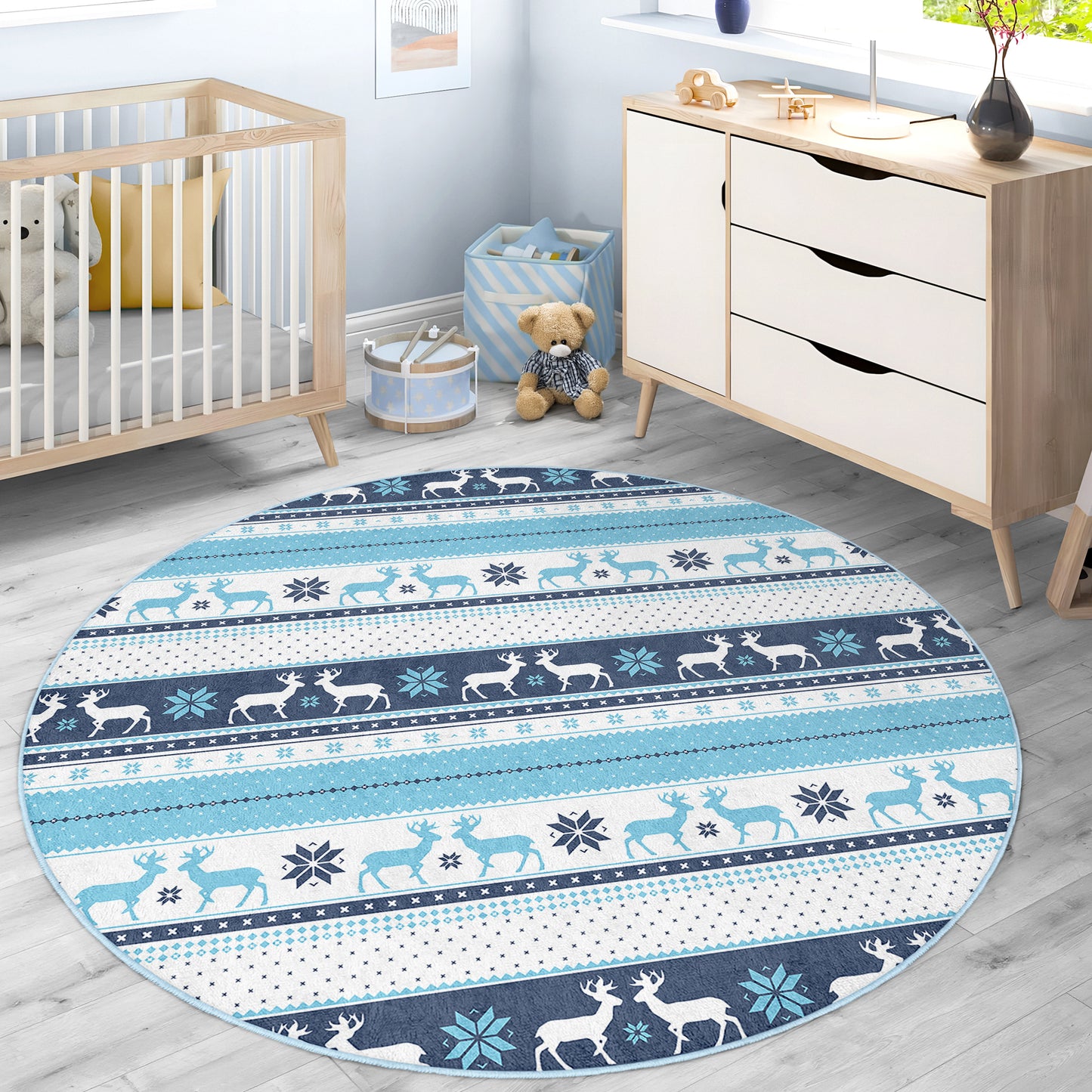 Deer Design Washable Anti-Slip Kids Rug Multifunction as Non Slip Play Mat - Perfect for Bedrooms, Playrooms & Nurseries - Durable, Safe, & Easy to Clean for Boys & Girls