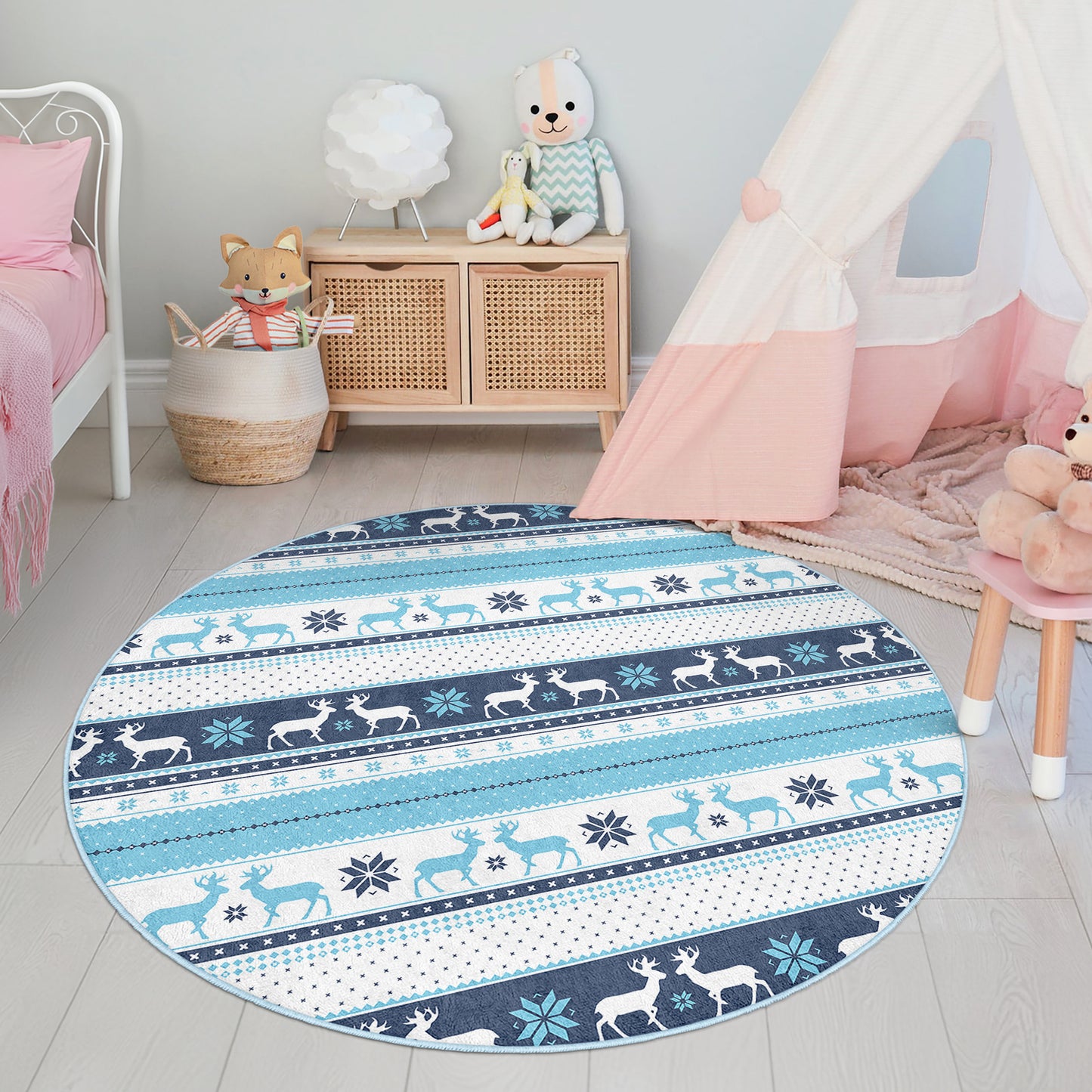 Deer Design Washable Anti-Slip Kids Rug Multifunction as Non Slip Play Mat - Perfect for Bedrooms, Playrooms & Nurseries - Durable, Safe, & Easy to Clean for Boys & Girls