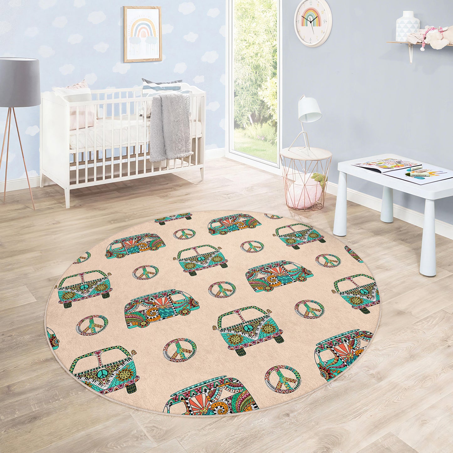 Cute Minivan Design Washable Anti-Slip Kids Rug Multifunction as Non Slip Play Mat - Perfect for Bedrooms, Playrooms & Nurseries - Durable, Safe, & Easy to Clean for Boys & Girls 304