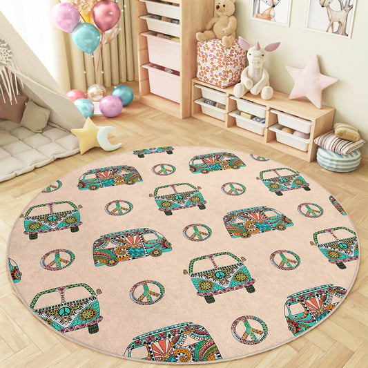 Cute Minivan Design Washable Anti-Slip Kids Rug Multifunction as Non Slip Play Mat - Perfect for Bedrooms, Playrooms & Nurseries - Durable, Safe, & Easy to Clean for Boys & Girls 304
