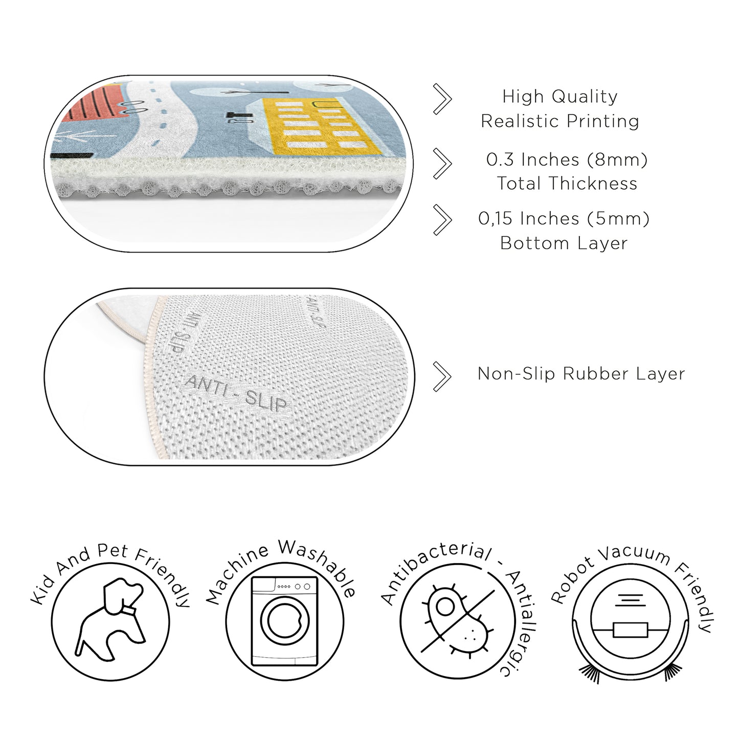 Roads with Colorful Cars for Boy Room Design Washable Anti-Slip Kids Round Rug Multifunction as Non Slip Play Mat - Perfect for Bedrooms, Playrooms & Nurseries - Durable, Safe, & Easy to Clean for Boys & Girls 325