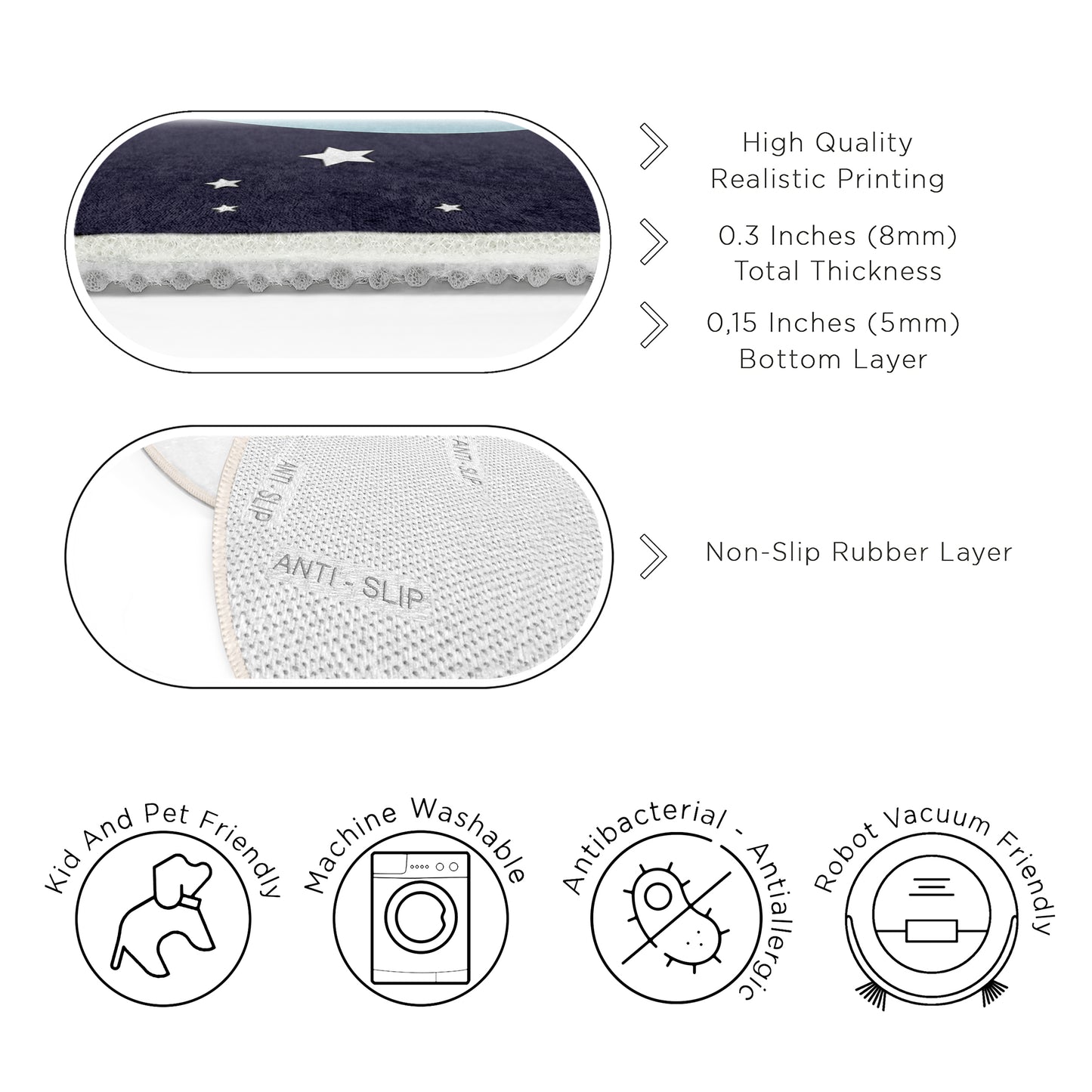 Galaxy Milky Way Journey with astronaut for Boy Room Design Washable Anti-Slip Kids Round Rug Multifunction as Non Slip Play Mat - Perfect for Bedrooms, Playrooms & Nurseries - Durable, Safe, & Easy to Clean for Boys & Girls 326