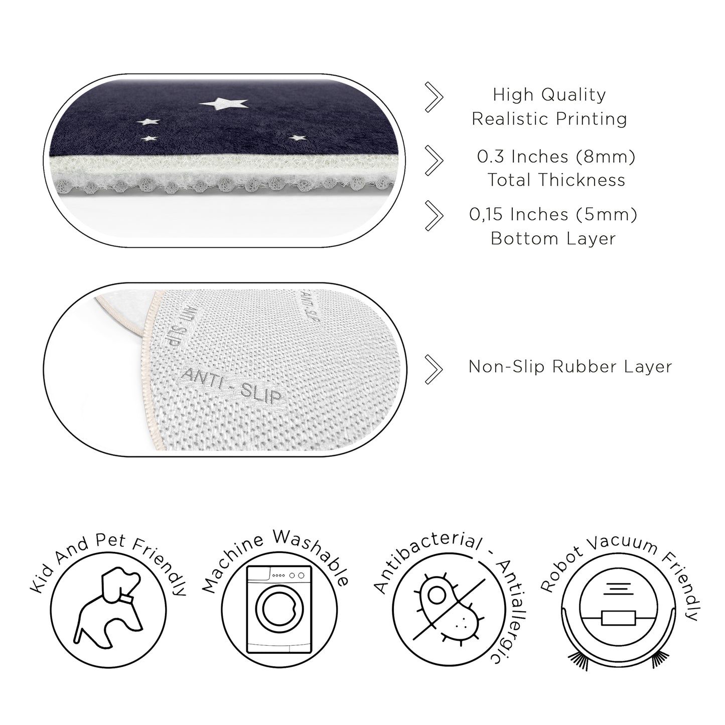 American Flag Journey to Milkway Astronaut Design Washable Anti-Slip Kids Round Rug Multifunction as Non Slip Play Mat - Perfect for Bedrooms, Playrooms & Nurseries - Durable, Safe, & Easy to Clean for Boys & Girls Room  330