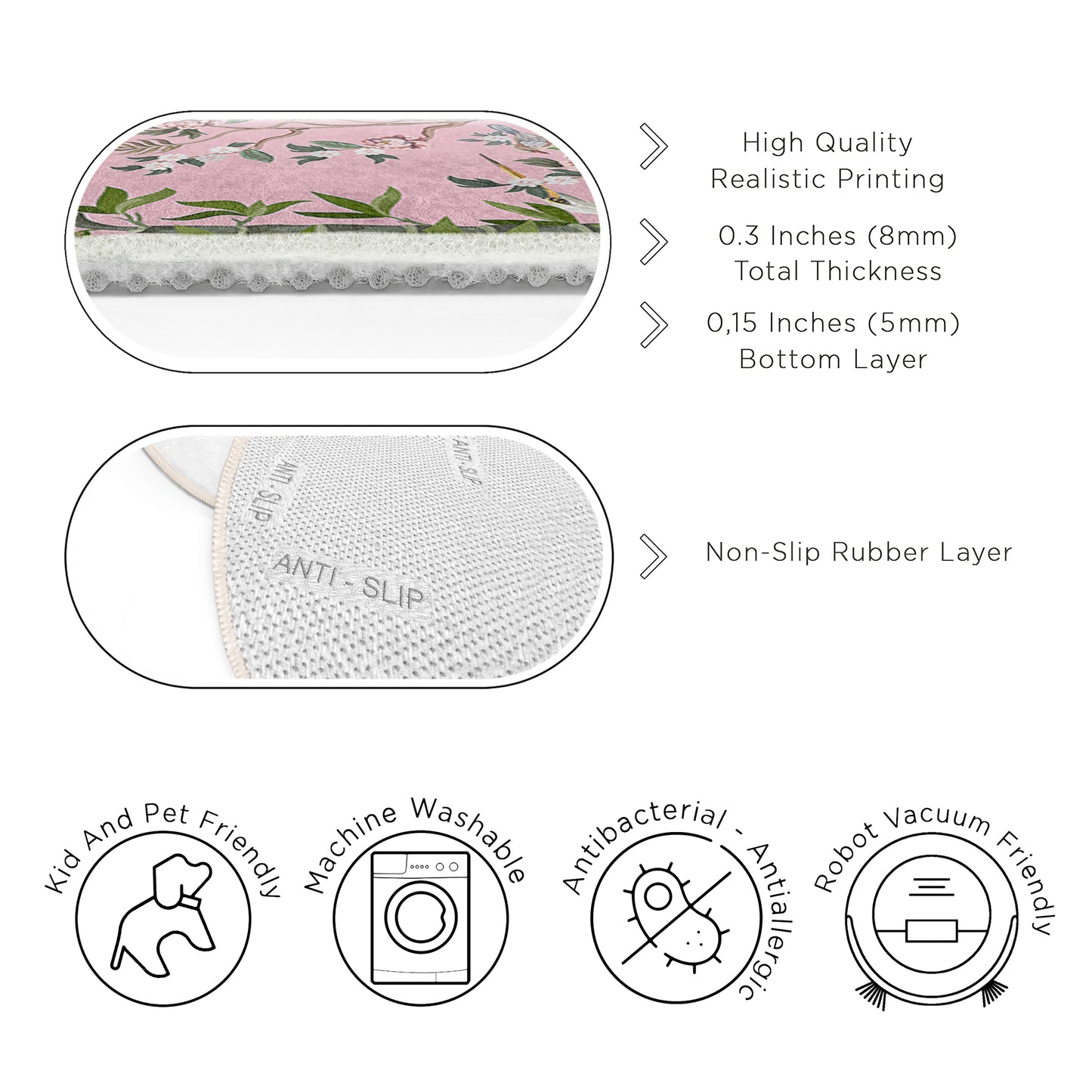 Jungle with Palm Tree and a Lion Design Washable Anti-Slip Kids Round Rug Multifunction as Non Slip Play Mat - Perfect for Bedrooms, Playrooms & Nurseries - Durable, Safe, & Easy to Clean for Boys & Girls Room 334