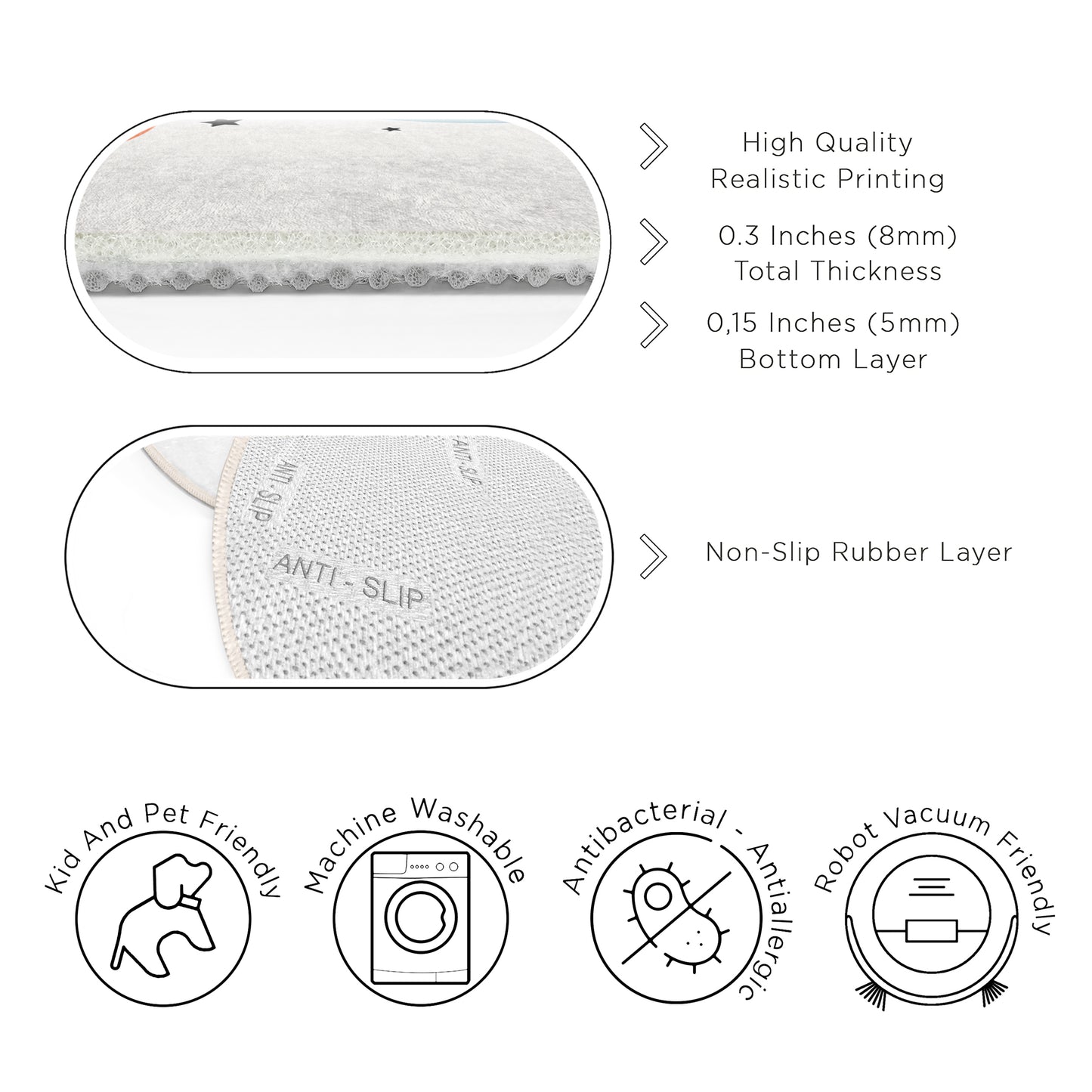 American Flag Astranout going to Mars Journey to Planets on Milky Way Design Washable Anti-Slip Kids Round Rug Multifunction as Non Slip Play Mat - Perfect for Bedrooms, Playrooms & Nurseries - Durable, Safe, & Easy to Clean for Boys & Girls Room 336