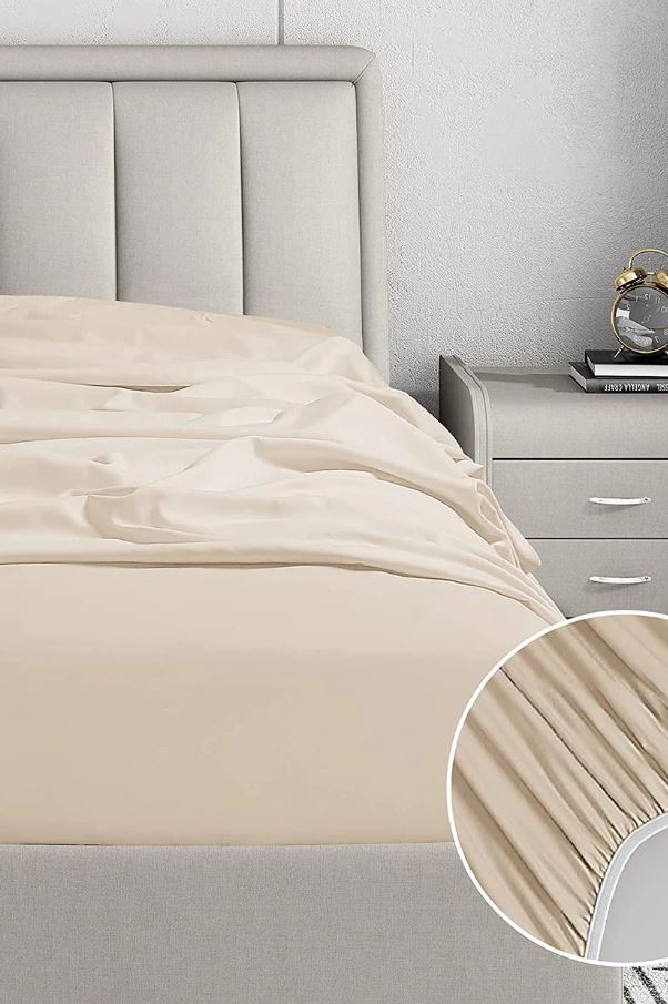 Elevate Your Sleep Experience with Luxurious Beige Fitted Sheets from Mila Home 100% Cotton Ranforce
