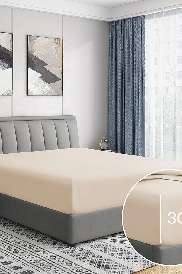 Elevate Your Sleep Experience with Luxurious Beige Fitted Sheets from Mila Home 100% Cotton Ranforce