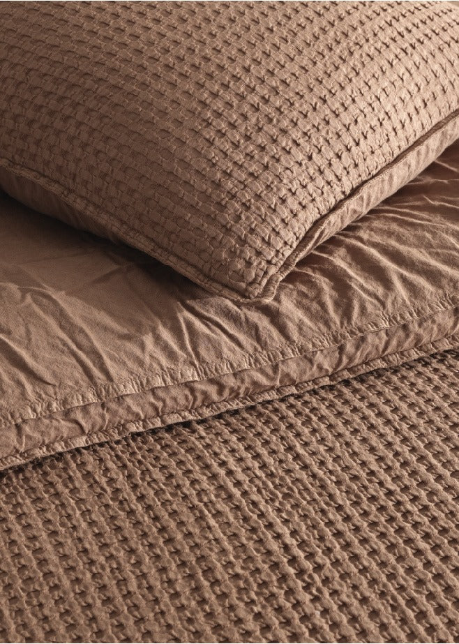 Luxury Waffle Terra Textured Bedspread – 100% Cotton, Serene Hues | Mila Home