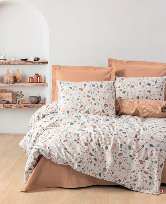 Minimal Collection Earth-Inspired Calm: Terrazzo Percale Duvet Set | 100% Cotton Ranforce