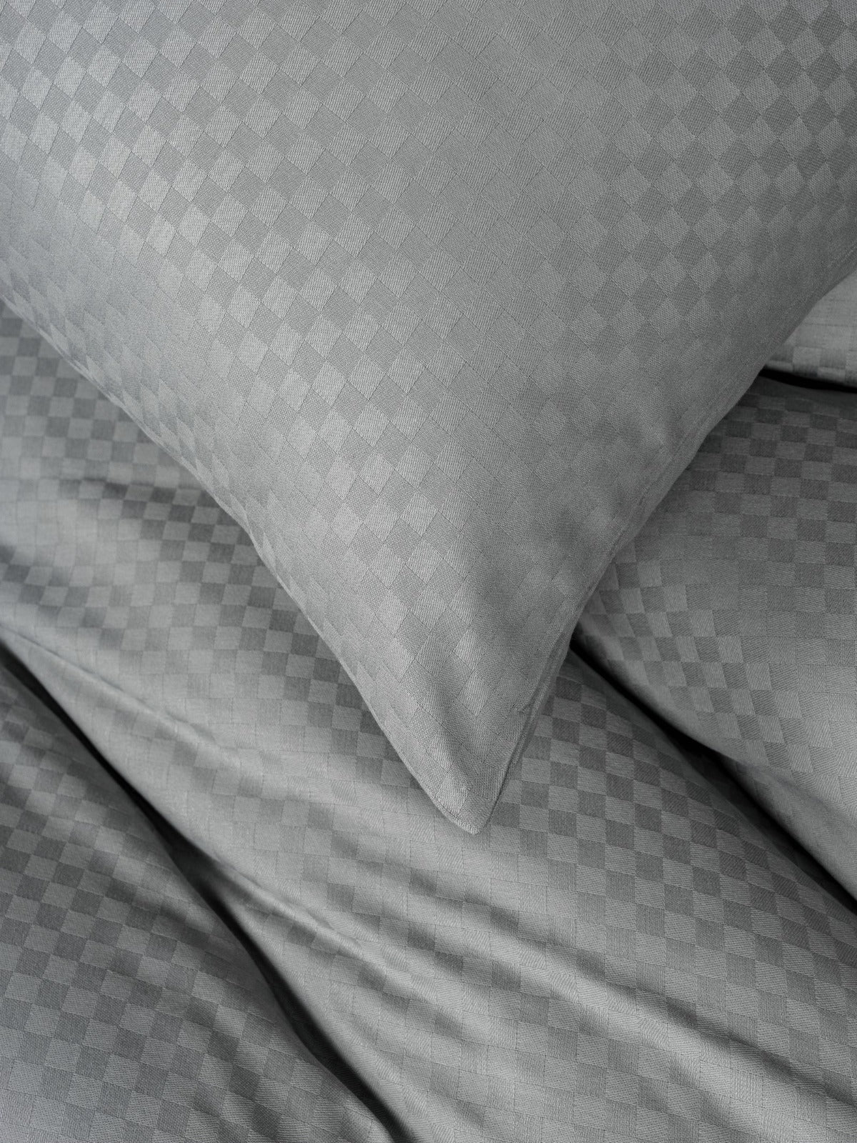 Timeless Collection Checkered Duvet Cover Set – Sage Grey | OEKO-TEX® Certified | 100% Cotton Ranforce – 144 TC