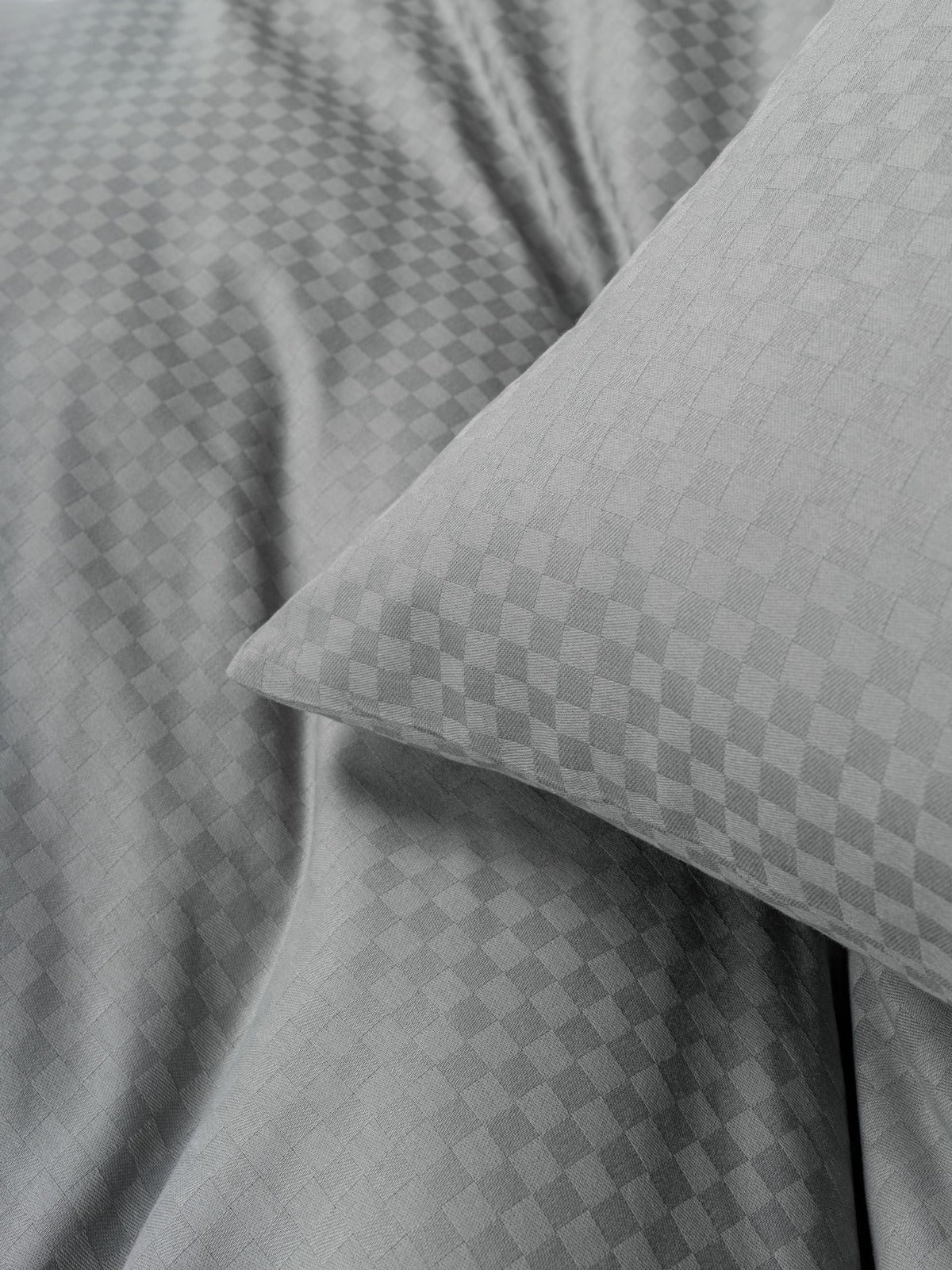 Timeless Collection Checkered Duvet Cover Set – Sage Grey | OEKO-TEX® Certified | 100% Cotton Ranforce – 144 TC