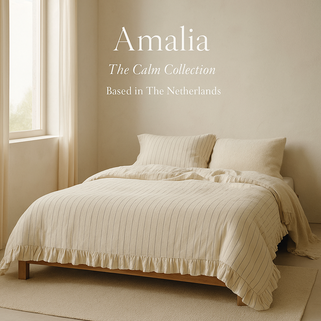 Soft Garment Washed Collection – Ruffle Cotton Bedding Set with Striped Texture Amalia | Mila Home
